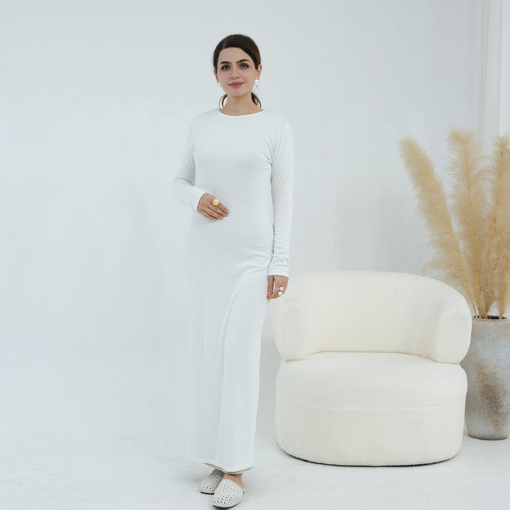 Plus-size Stretchy Long-sleeve Slip Dress