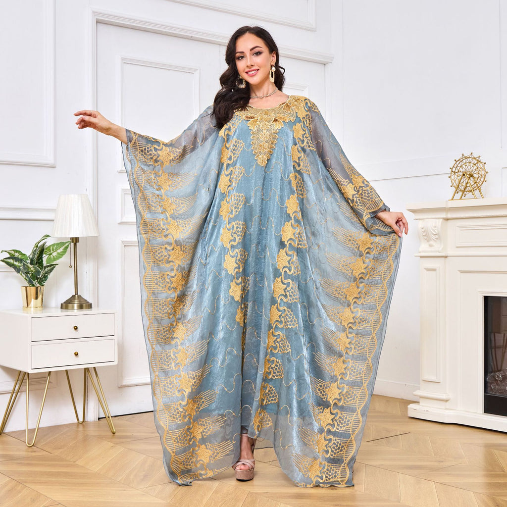 Long Robe And Long Skirt Embroidered Beaded Evening Gown Set Dress