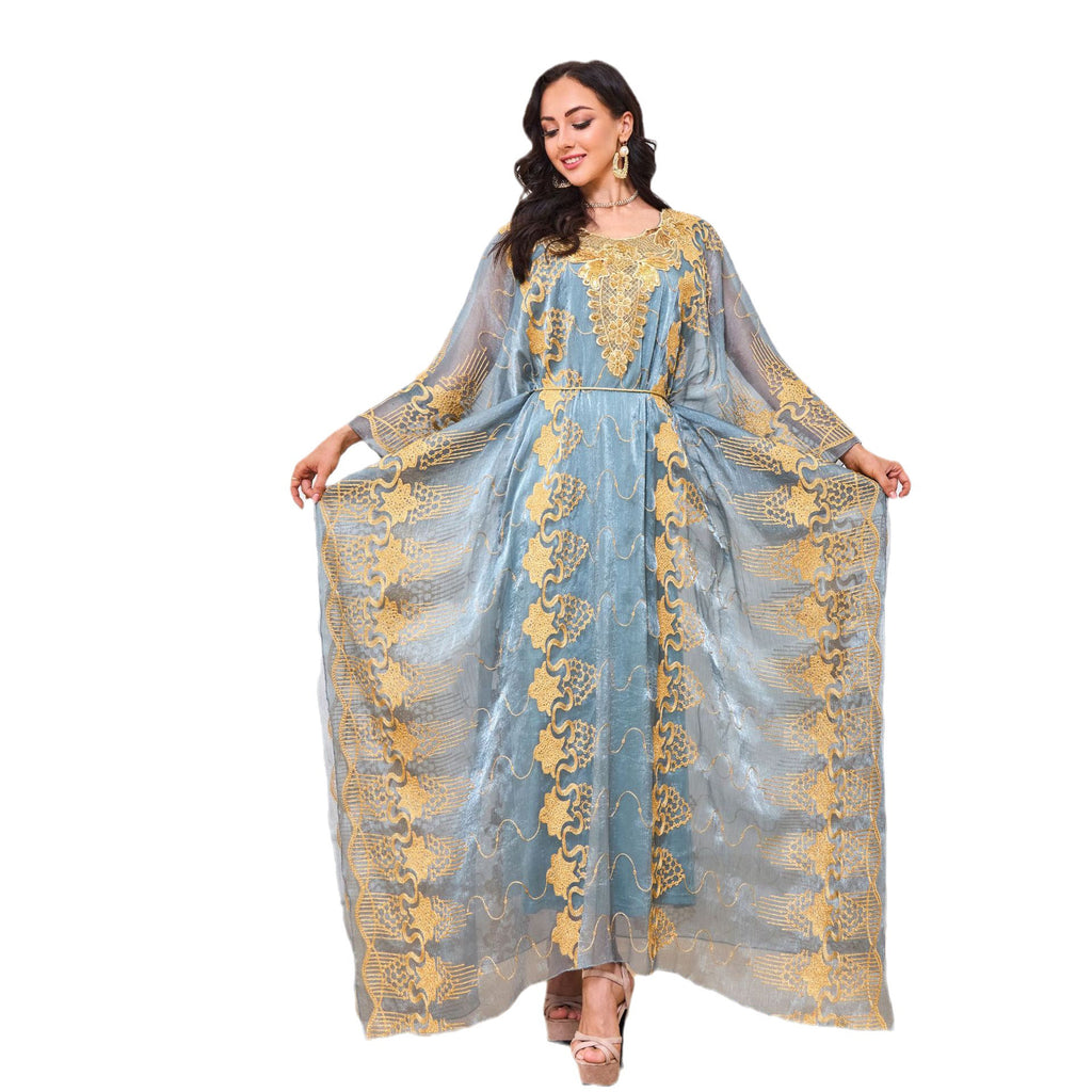 Long Robe And Long Skirt Embroidered Beaded Evening Gown Set Dress