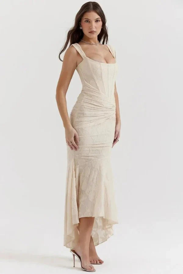 Womens Solid-Colored Slim-Fit Sleeveless Fishtail Maxi Dress Banquet Evening Gown One-Piece Dress